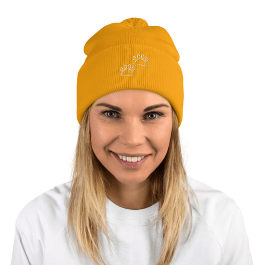 Paw Print Pom-Pom Beanie